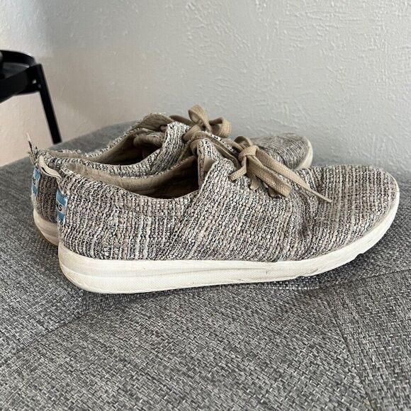 TOMS Womens classic lace up canvas shoes light grey texture knit sneakers size 8 - Picture 9 of 10